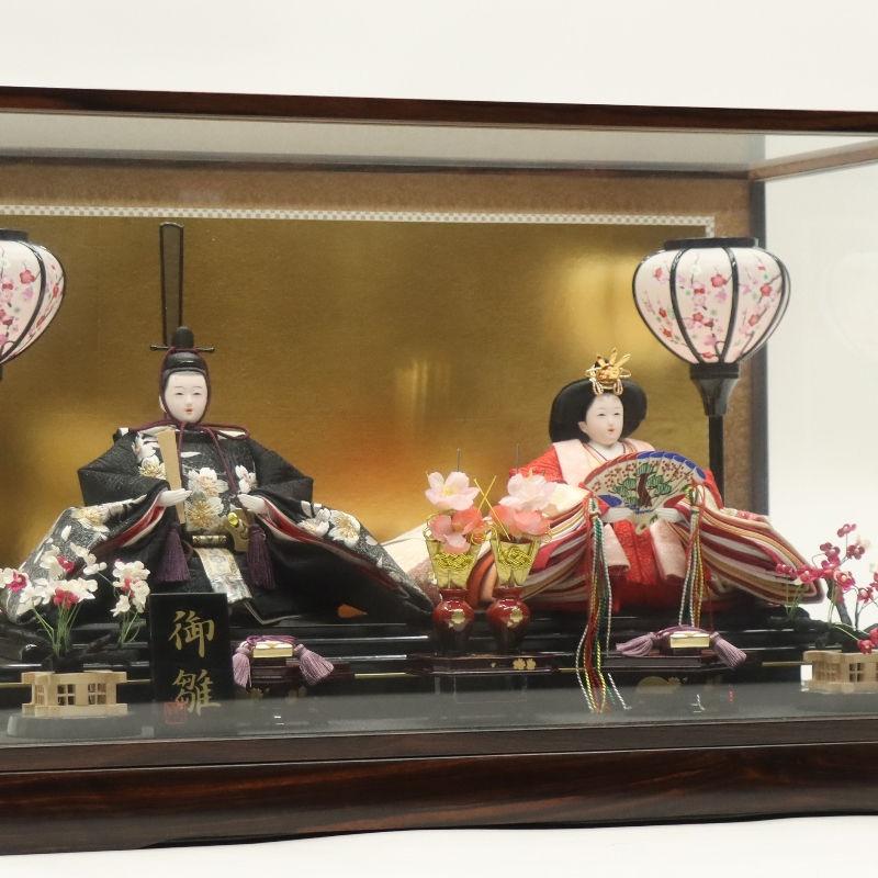 雛人形 ケース飾り いずみ 小三五 親王 桜刺繍 黒檀ケース 2024-yg156