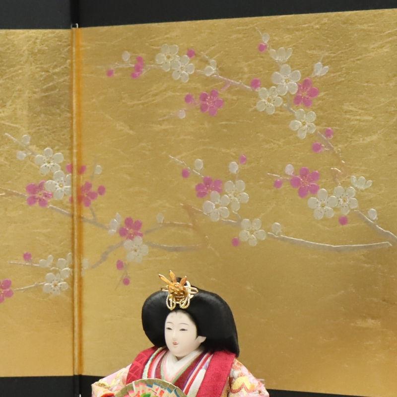 雛人形 親王平飾り 蒼葉 小三五 立雛親王 金襴 月に梅黒金屏風 2024