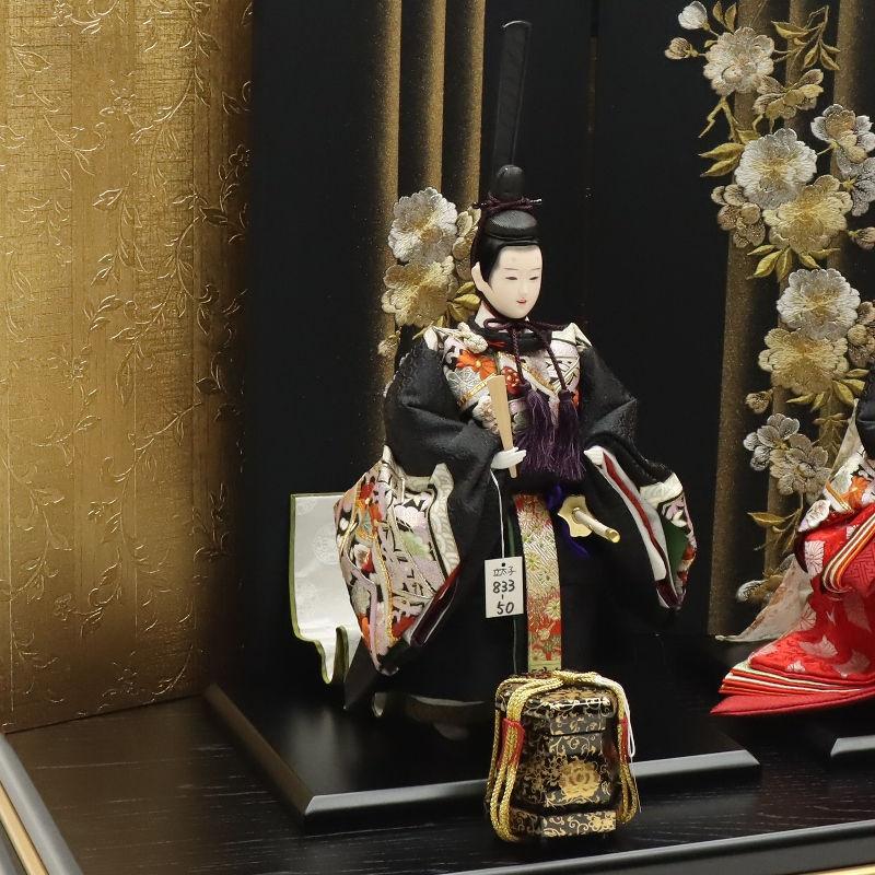 雛人形 親王平飾り 凛乃〜りんの 十番 立雛親王 金駒刺繍 ライン桜屏風
