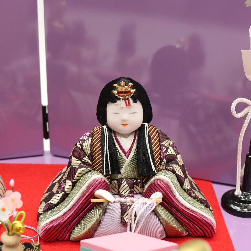 雛人形 木目込み雛 遊園の宴 柿沼東光 木目込七人 桜柄紫屏風 2024