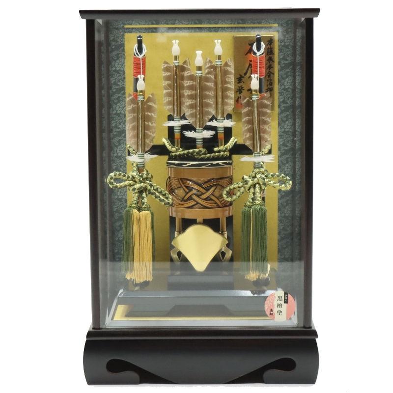 破魔弓 ケース飾り 天神 10号 重藤巻き弓 高さ49cm 黒檀塗りケース