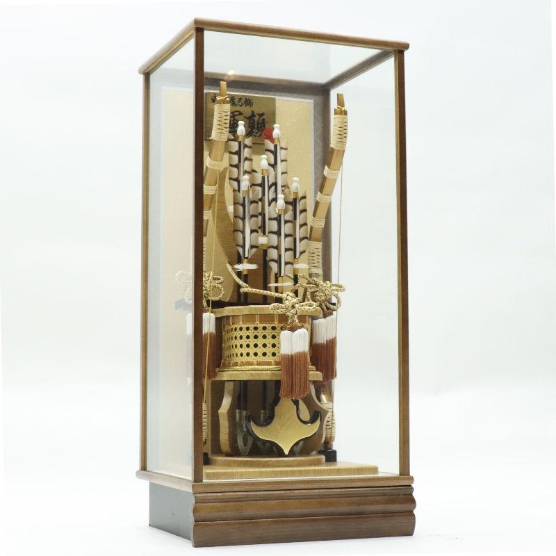 破魔弓 ケース飾り 新輝 20号 高さ70cm 木目ケース 2024-ys093の画像