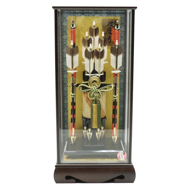 破魔弓 ケース飾り 天翔 18号 重藤巻き弓 高さ73cm 黒檀塗りケース