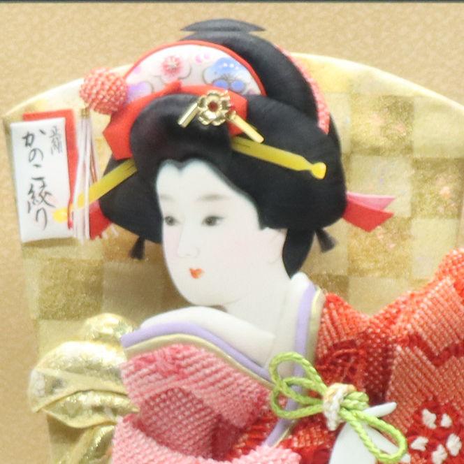 羽子板 ケース飾り ろまん 18号 総絞り 高さ70cm 黒塗りケース 2024