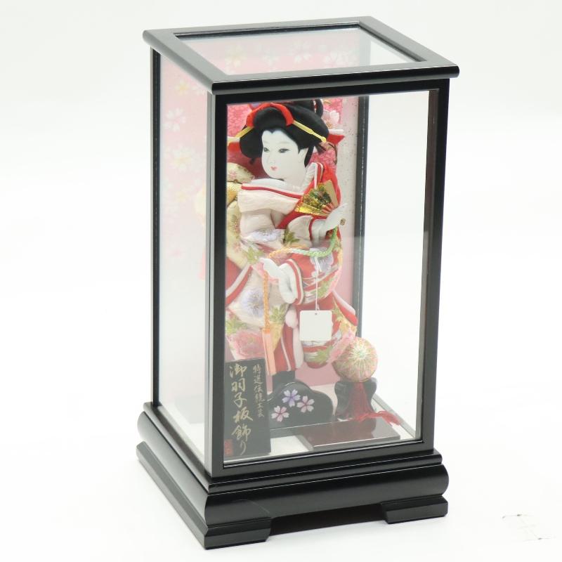 羽子板 ケース飾り 桜華 10号 刺しゅう 高さ44cm 黒塗りケース 2024-ys200の画像