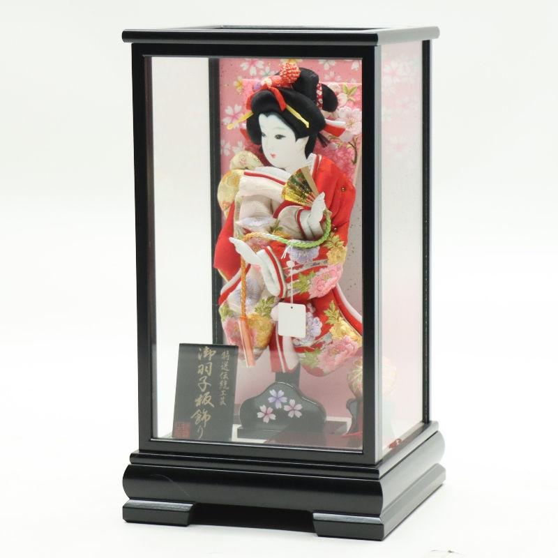 羽子板 ケース飾り 桜華 10号 刺しゅう 高さ44cm 黒塗りケース 2024-ys200の画像