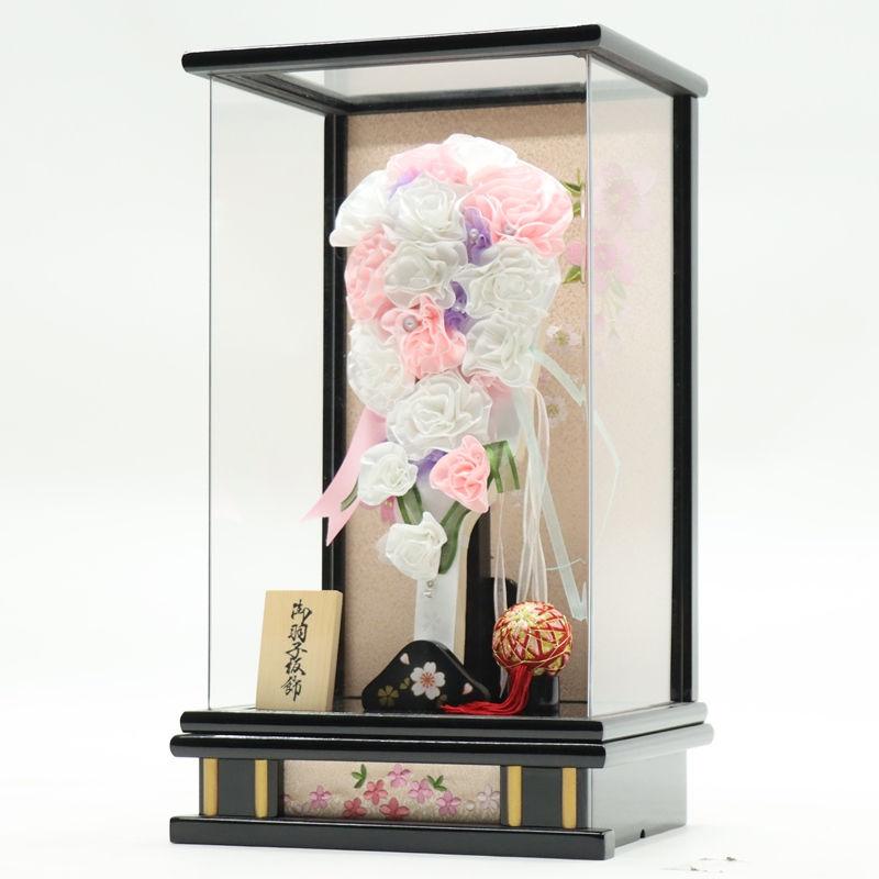 羽子板 ケース飾り 桜香 10号 つまみ細工 高さ46cm アクリルケース 2024-ys204の画像