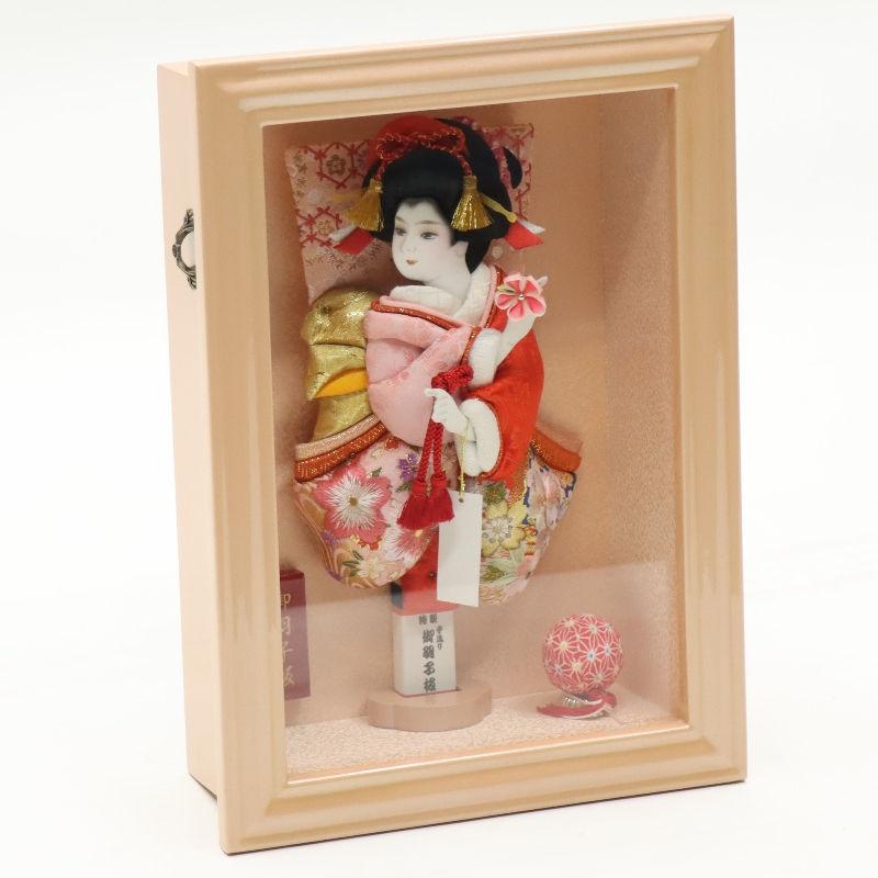 羽子板 壁掛け飾り 京彩 8号 刺しゅう 高さ36cm パールピンク塗りケース 額（壁掛け可） 2024-ys208の画像