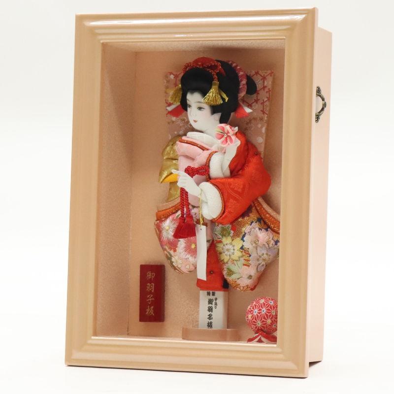 羽子板 壁掛け飾り 京彩 8号 刺しゅう 高さ36cm パールピンク塗りケース 額（壁掛け可） 2024-ys208の画像