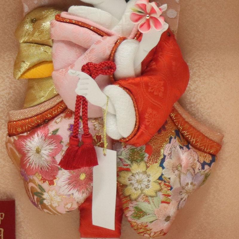 羽子板 壁掛け飾り 京彩 8号 刺しゅう 高さ36cm パールピンク塗りケース 額（壁掛け可） 2024-ys208の画像