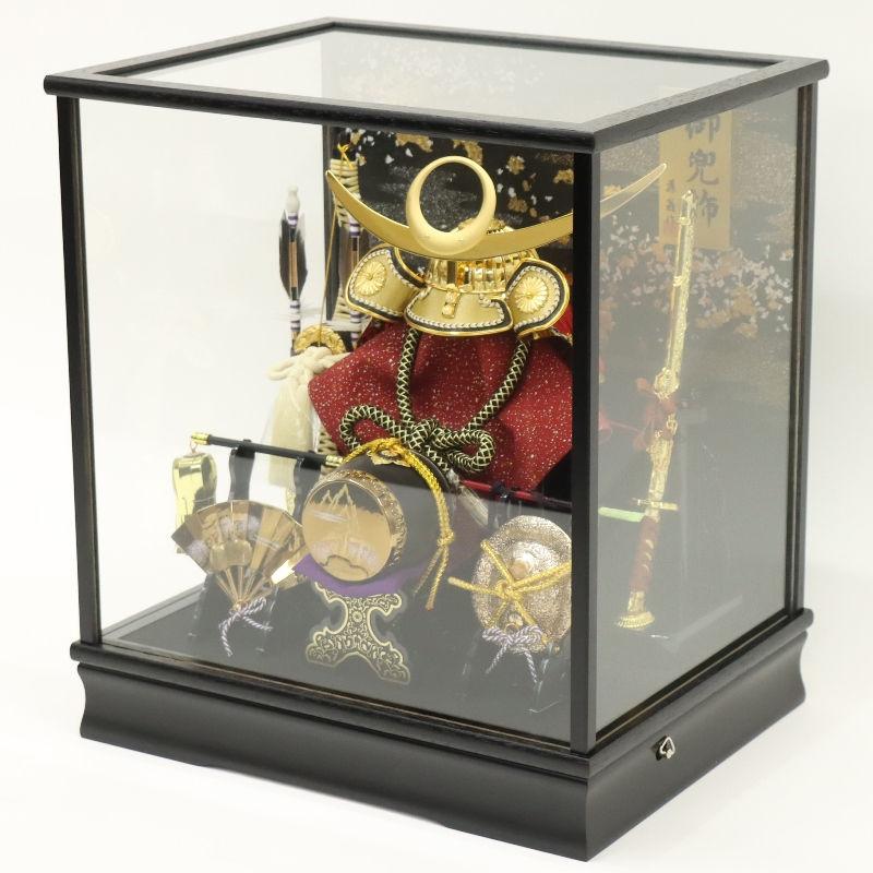 五月人形　ガラスケース入　上杉謙信公　 オルゴール付 五月人形 コンパクト 兜 ケース飾り 上杉謙信 ケース入り 兜飾り