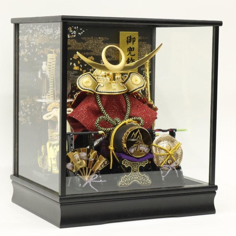 五月人形 ケース入兜 翠 上杉謙信（金） ガラスケースオルゴール付