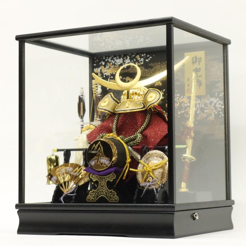 五月人形 ケース入兜 翠 上杉謙信（金） ガラスケースオルゴール付