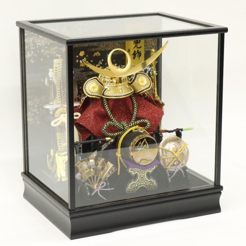 五月人形　ガラスケース入　上杉謙信公　 オルゴール付 五月人形 コンパクト 兜 ケース飾り 上杉謙信 ケース入り 兜飾り