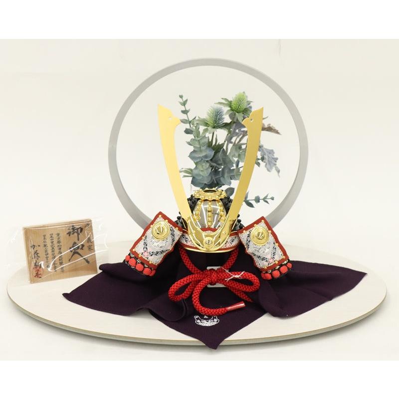 【美品】 【子ども用本格模造刀付き】五月人形 御兜飾 御鎧飾 12号 華厳 忠保 五月人形 兜飾り平飾 加藤鞆美作 1/3号 蒼 源義家 ホワイト楕円 2025