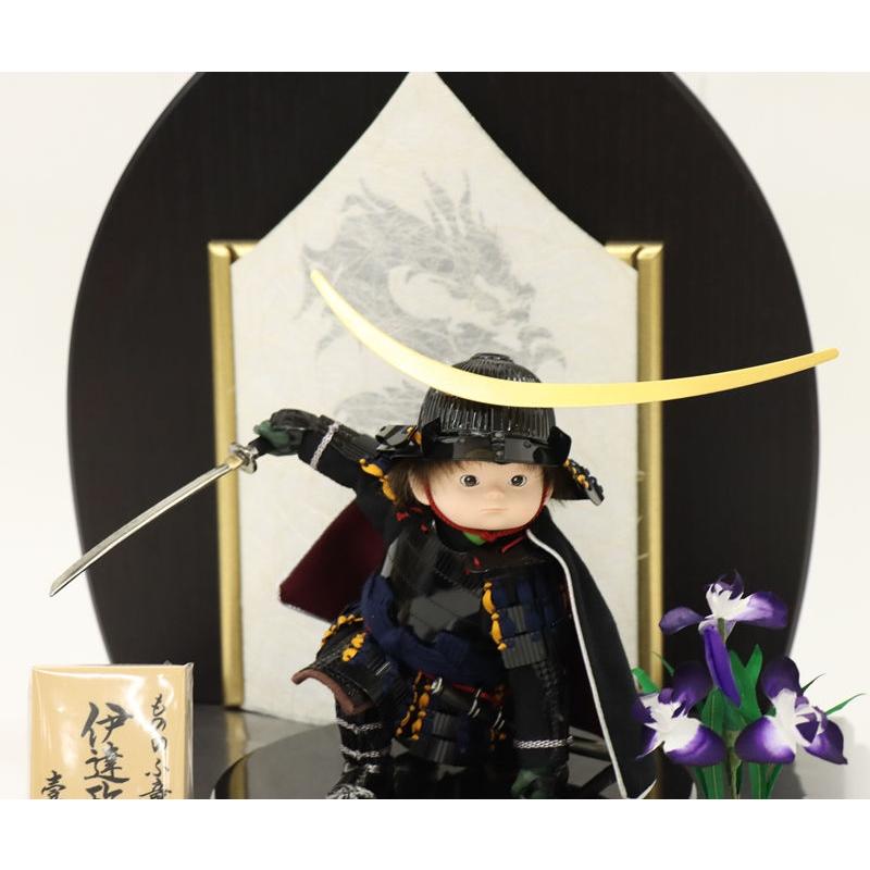 五月人形 子ども大将平飾 壹三作 太刀 もののふ童 英雄見参 伊達政宗鎧着大将 龍麻和紙LED照明付 2025-tb150 幅45cm_18