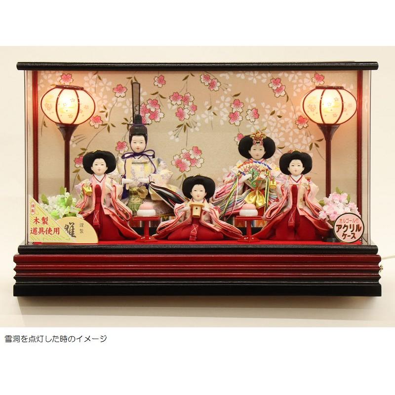 雛人形 雛 狭山清玉 五人飾り 桜 本焼桐 アクリルケース オルゴール付 雛人形 ケース飾り 陽葵 芥子 五人 アクリルケース オルゴール付き