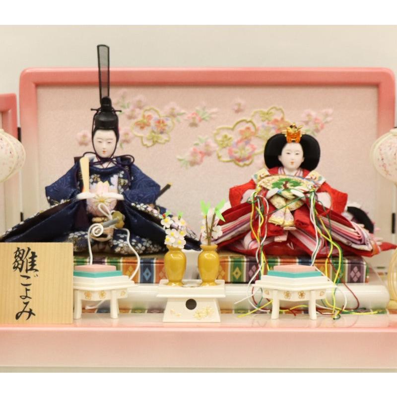 雛人形 収納飾り 葵 芥子 親王 桜刺繍 舞桜白ピンク塗り屏風台 2025