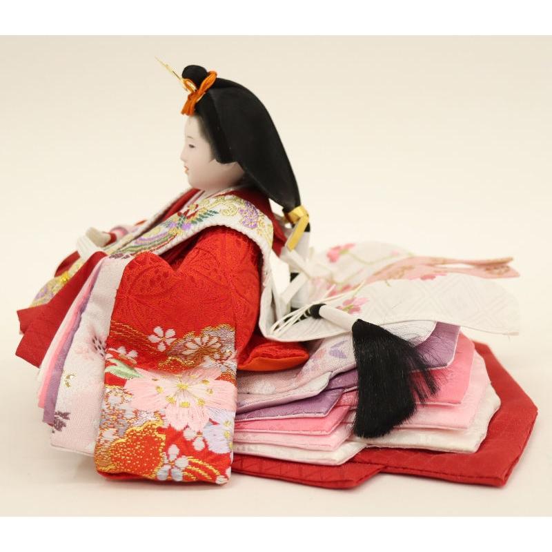 雛人形 収納飾り 葵 芥子 親王 桜刺繍 舞桜白ピンク塗り屏風台 2025