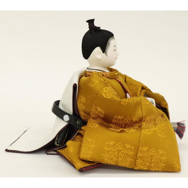 雛人形 親王平飾り 若菜（わかな） 小出松寿 四寸 親王 黄櫨染 おぼこ雛 箔押・黒布屏風 2025-tg051 幅60cm_12
