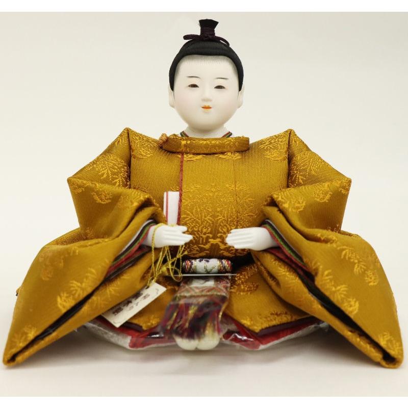 雛人形 親王平飾り 若菜（わかな） 小出松寿 四寸 親王 黄櫨染 おぼこ雛 箔押・黒布屏風 2025-tg051 幅60cm_6