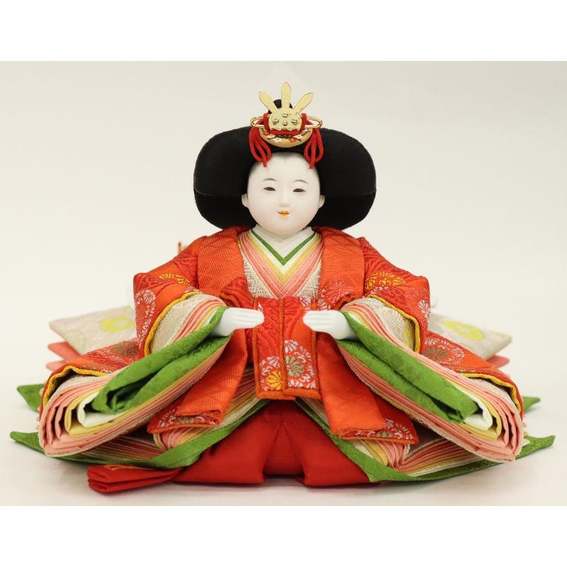 雛人形 親王平飾り 若菜（わかな） 小出松寿 四寸 親王 黄櫨染 おぼこ雛 箔押・黒布屏風 2025-tg051 幅60cm_7
