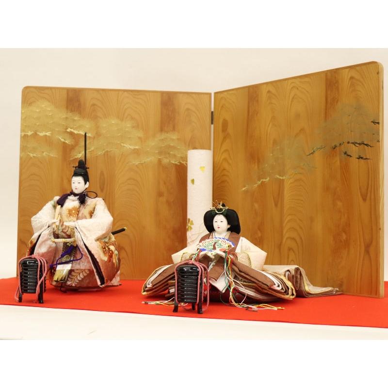 雛人形 立雛 平安絵巻 姫座 金彩松屏風 2025-tg145 幅86cm : さくら