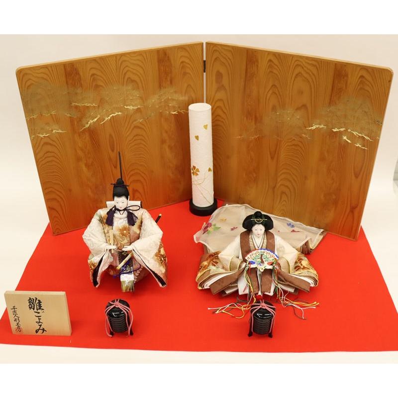 雛人形 立雛 平安絵巻 姫座 金彩松屏風 2025-tg145 幅86cm : さくら