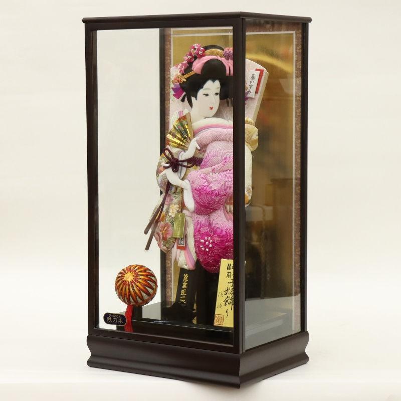 羽子板 ケース飾り るり 18号 高さ73cm 正絹刺繍四季ぼかし 匠一好 銘木 鉄刀木ケース 2025-ts155_3