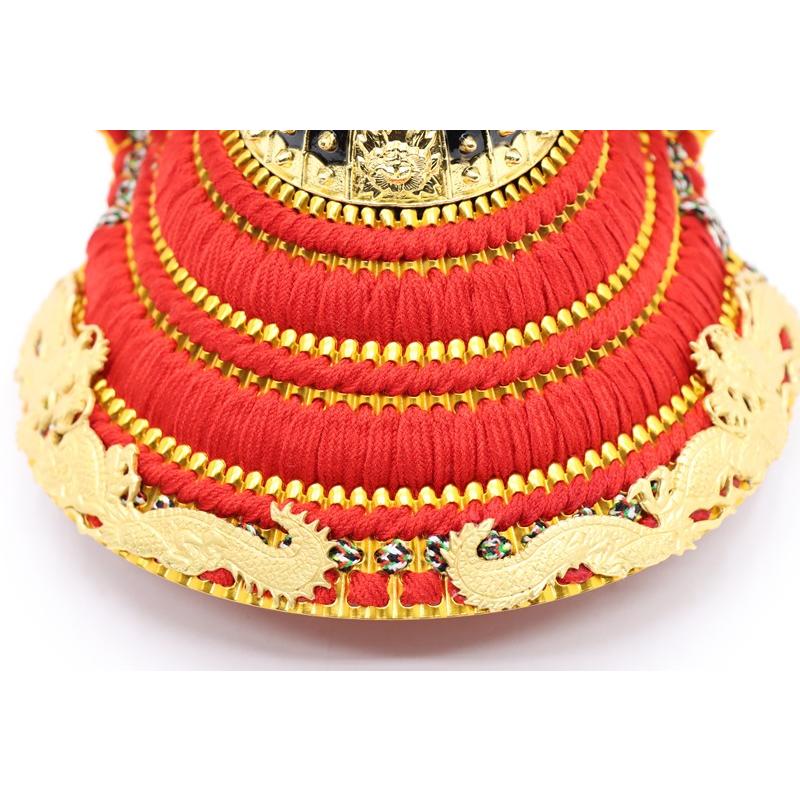 五月人形 兜 収納飾り 8号 飛龍 幅38cm 透彫り龍鍬形 茶/格子 金彩龍屏風_9