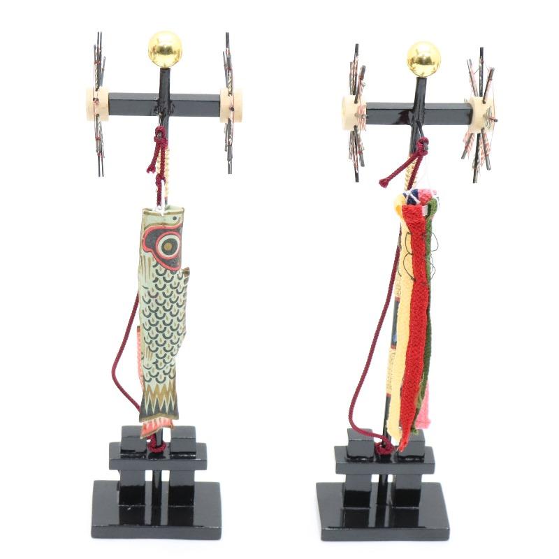 五月人形 木目込み子ども大将 平飾り 大里彩作 架 幅57cm 描き目 茶艶