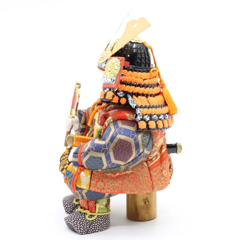 五月人形 木目込み子ども大将 平飾り 大里彩作 架 幅57cm 描き目 茶艶