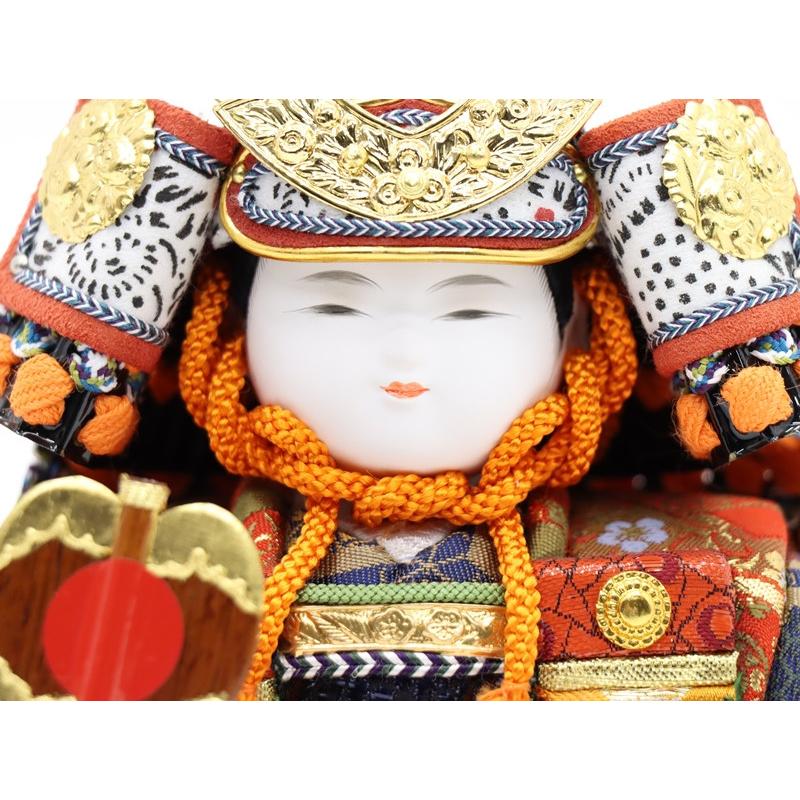 五月人形 木目込み子ども大将 平飾り 大里彩作 架 幅57cm 描き目 茶艶