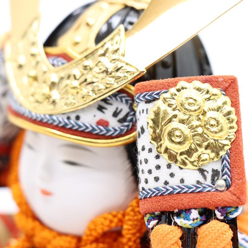 五月人形 木目込み子ども大将 平飾り 大里彩作 架 幅57cm 描き目 茶艶