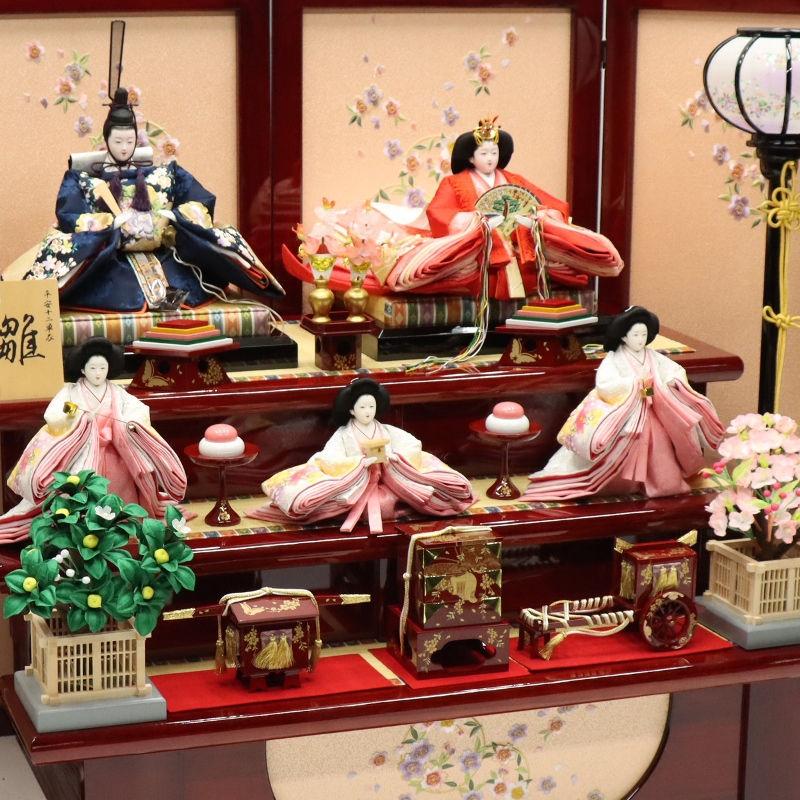 雛人形 段飾り 春菜 十番親王 小三五官女 雪輪桜刺繍 春慶塗り落とし 
