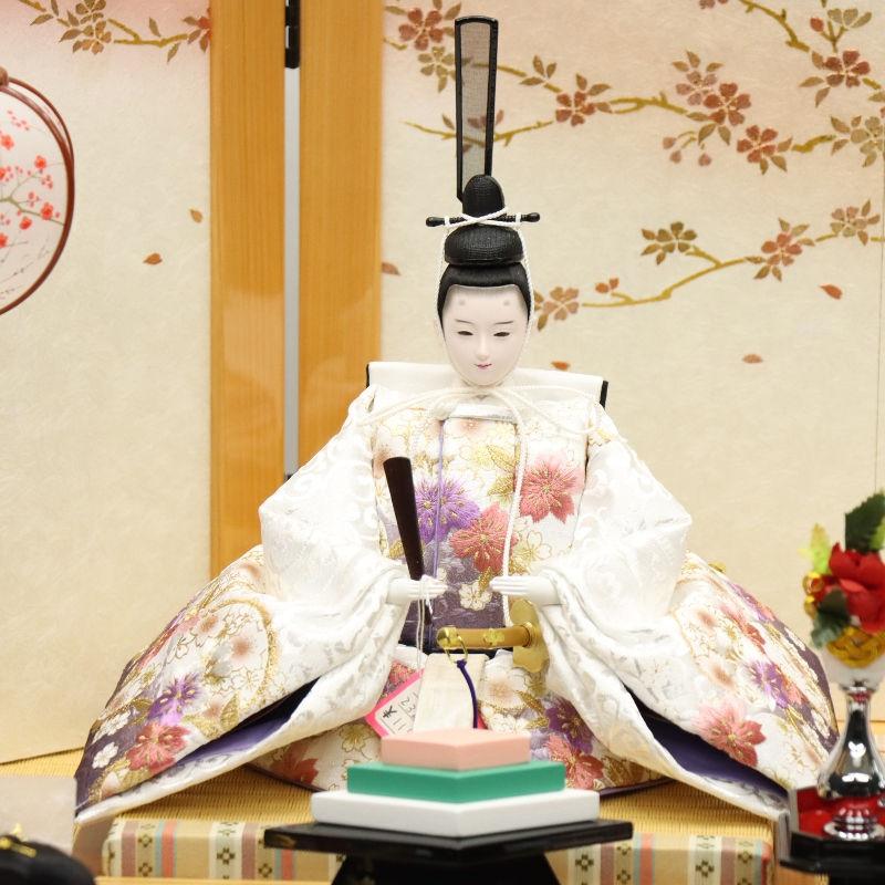 雛人形 段飾り 金雪輪に桜 田村芙紗彦 京十番親王 芥子官女 雪輪桜刺繍 京洛和紙桜屏風 2025-yg007 幅80cm 三段飾_5