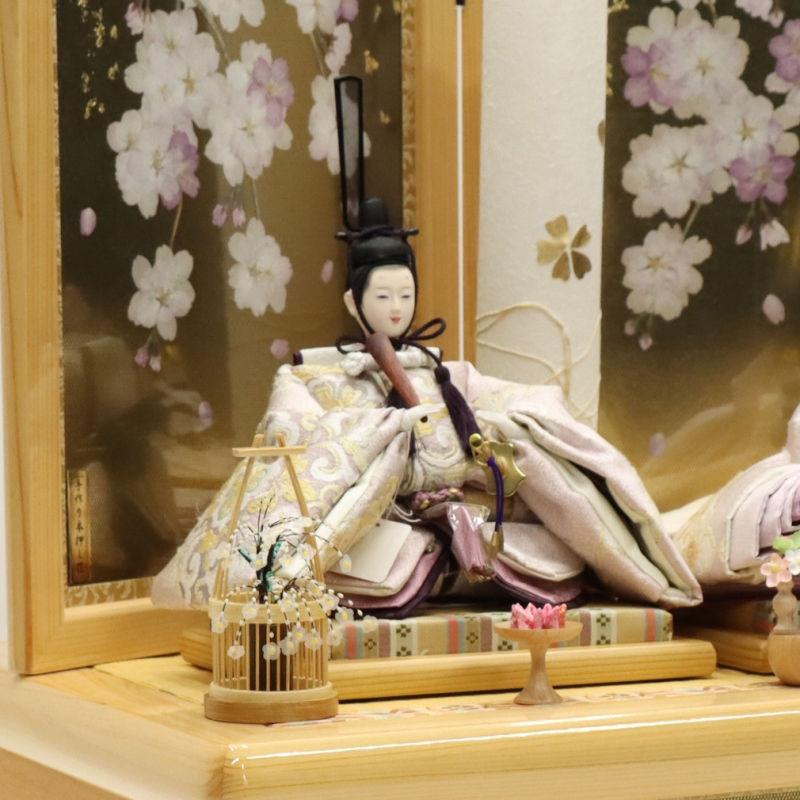 雛人形 収納飾り 奏乃〜かのん 雅舞 小三五 親王 正絹袋帯 押し花収納