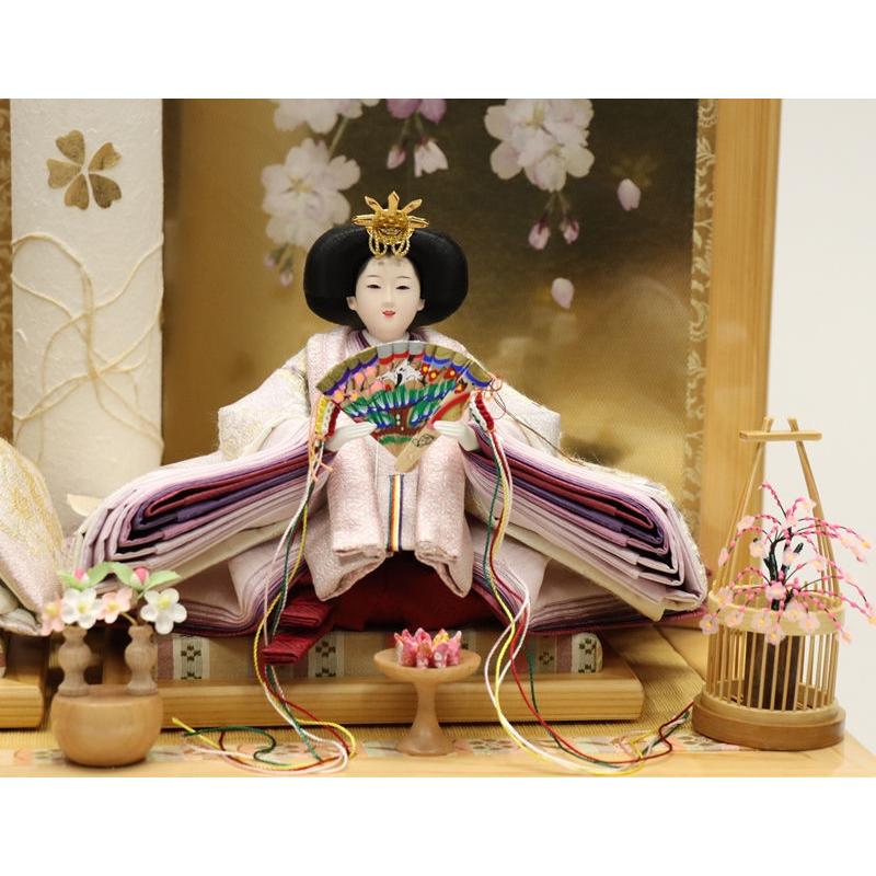 雛人形 収納飾り 奏乃〜かのん 雅舞 小三五 親王 正絹袋帯 押し花収納