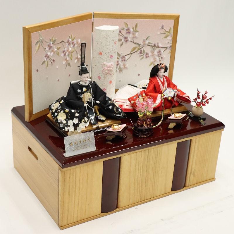 雛人形 収納飾り 春乃音 田村芙紗彦 京十一番 親王 雪輪桜刺繍 あずさ