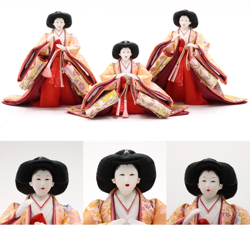 雛人形 五人三段飾 若菜 八番 5人 幅185cm 金駒刺繍 格子付き落とし