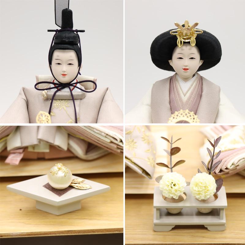 雛人形 親王ケース飾 HAKUYOU HINADOLL 大芥子 2人 幅55cm 金糸刺繍 アクリルケース 白木_5