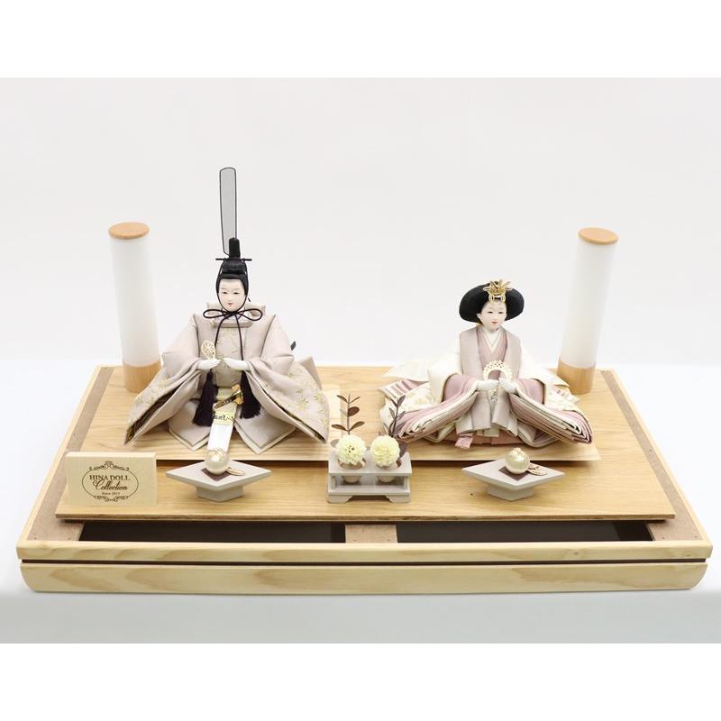 雛人形 親王ケース飾 HAKUYOU HINADOLL 大芥子 2人 幅55cm 金糸刺繍 アクリルケース 白木_6