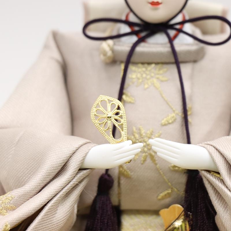 雛人形 親王ケース飾 HAKUYOU HINADOLL 大芥子 2人 幅55cm 金糸刺繍 アクリルケース 白木_7