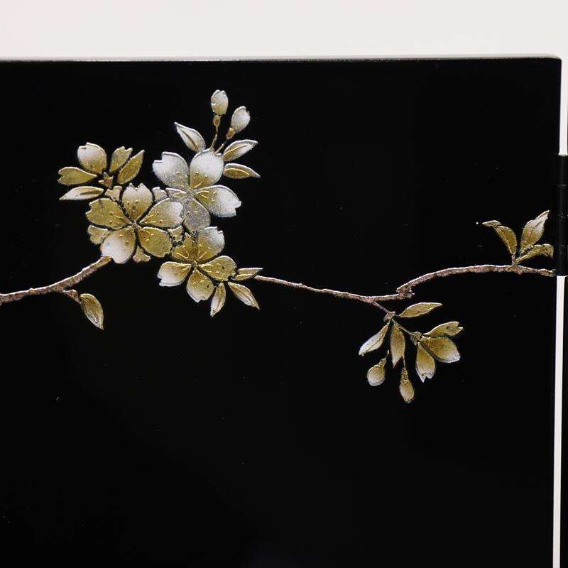雛人形 親王収納飾 琴音 芥子 2人 幅60cm 黄櫨染（こうろぜん） 金彩桜 黒塗_14