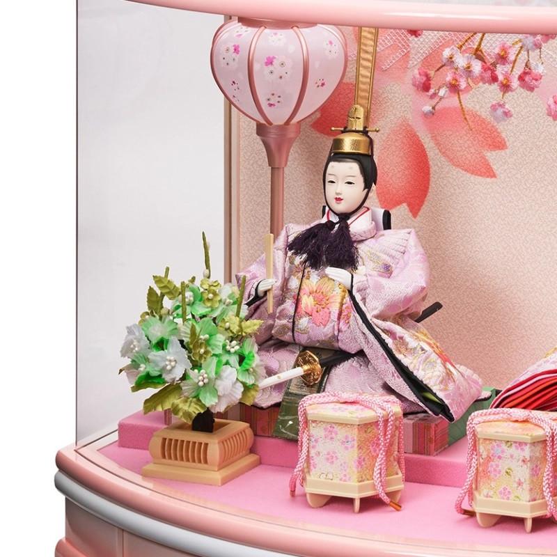 雛人形 ケース飾り 麗羽 三五 親王飾り 幅53cm 六角R型 アクリル 