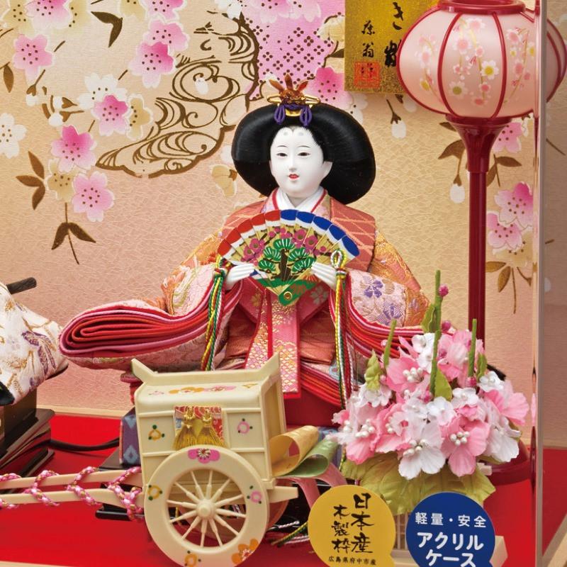 雛人形 ケース飾り 舞姫 三五 親王飾り 幅53cm Wオーク アクリルケース 木目 2人_2