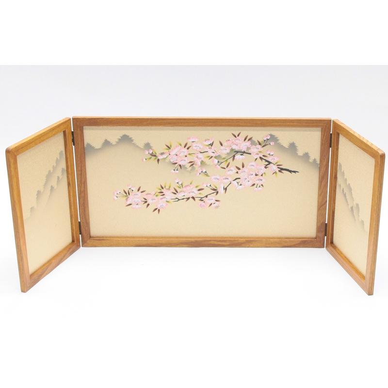 アウトレット品 雛人形屏風単品 12号華屏風 ケヤキ木目友禅桜倫光G