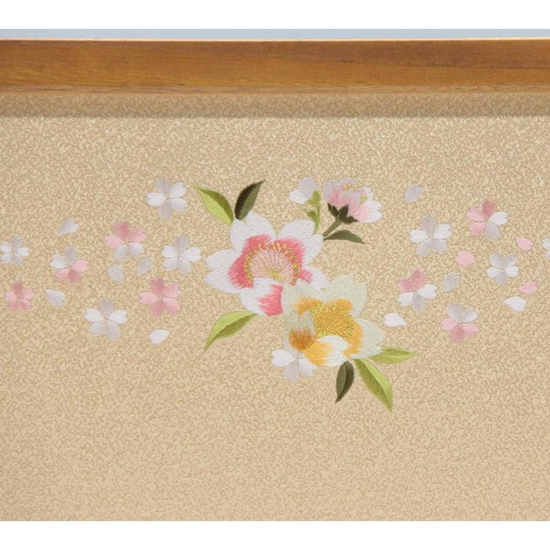 アウトレット品 雛人形屏風単品 13号華屏風 ケヤキ刺繍菱型桜倫光G
