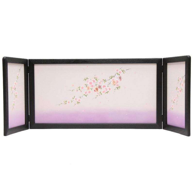 アウトレット品 雛人形屏風単品 15号春菜屏風 黒木目紬紫友禅桜 21ya1162 A-170sb