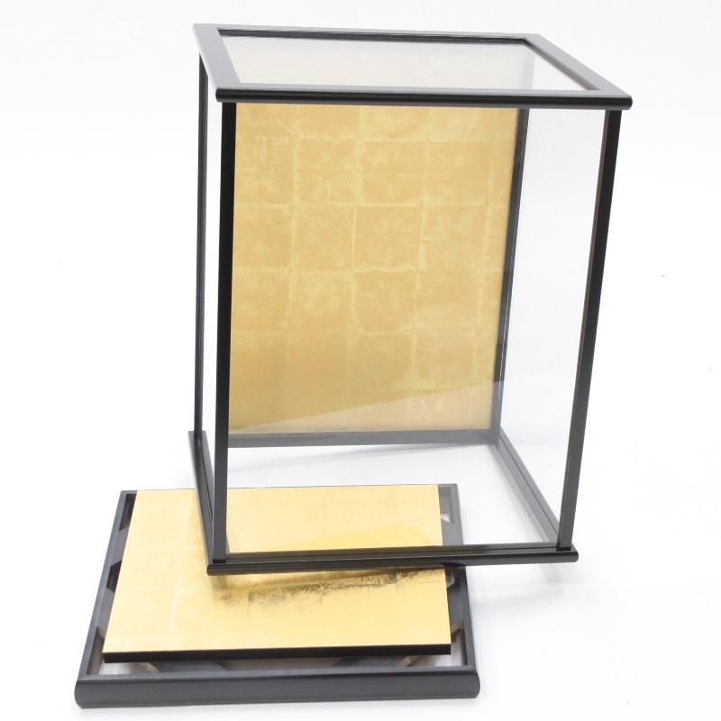 アウトレット品 人形ケース単品 No.337 黒塗り ガラスかぶせ式 空